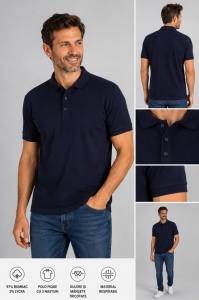 T.4510 Bleumarin, Tricou Barbati Knox Polo Pique Clasic - Img 3