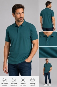 T.4710 VERDE Inchis, Tricou Barbati Knox Polo Pique Clasic - Img 2