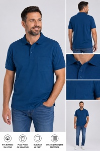 T.4711 Petrol, Tricou Knox Polo Pique Clasic cu Buzunar - Img 2
