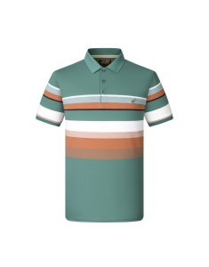 Tricou Barbati ARES, Polo Pique, cu Dungi, 2279-GREEN - Img 2