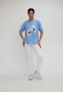 Tricou dama Adrom, FLOERS 1932-25 ALBASTRU - Img 7