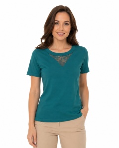 Tricou Dama KNOX, cu Dantela, T.2978 Verde Inchis