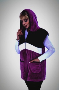 Vesta Dama Bilpa din Cocolino, in 3 Culori, cu Gluga Violet-Negru