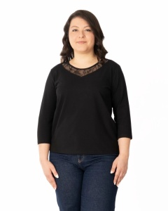 B.2342 NEGRU, Bluza Dama KNOX, Maneca 3/4 Marimi EXTRA LARGE - Img 4