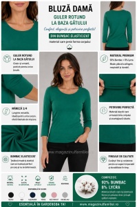 B.2400 Verde, Bluza dama Knox, Maneca 3/4 - Img 2