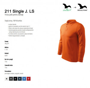 Bluza Barbati Malfini Polo SINGLE J. LS 211 Albastru - Img 3
