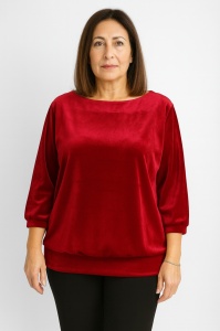Bluza dama ANESIA din CATIFEA Uni, Rosu