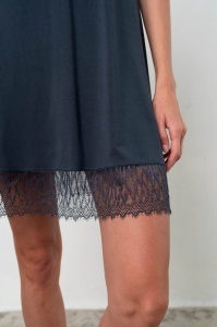 Camasa de Noapte VAMP, Pentru dama, din Micromodal Kimono 18182 BLUE PARIS - Img 5