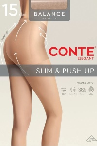 Ciorapi Dres dama Conte, Modelator cu efect Push-Up, BALANCE 15 Den