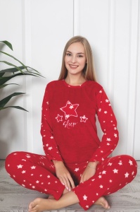Compleu / Pijama Dama Baki, din Cocolino , Rosu STELUTE