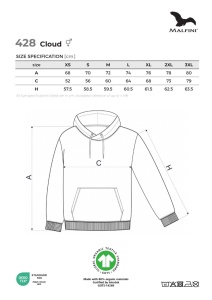 Hanorac Unisex MALFINI, Bumbac Organic, CLOUD 428 Kaki - Img 2