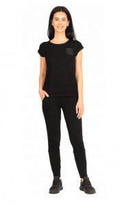 P.2192 Negru, Pantalon Dama Knox Conic, Insertie Piele (Primavara-Vara) - Img 6