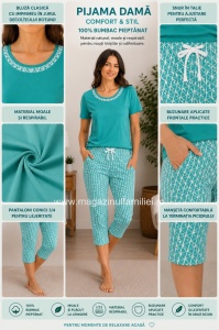 Pij.2267 TURCOAZ, Pijama Damă KNOX, Maneca Scurta - Img 2