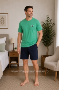 Pij.4166 VERDE, Pijama Bărbați KNOX, Maneca Scurta