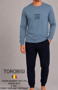 Pijama Barbati TOROBISI TRICOTEX, cu Mansete, ML 914 Jeans
