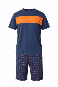 Pijama Barbati Uniconf din Bumbac, Maneca scurta, PBV60IMP161 BLEUMRIN