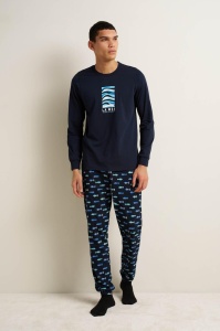Pijama Barbati VAMP, din Bumbac, ML 23904 BLEUMARIN