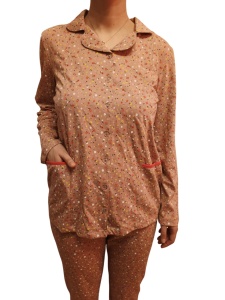 Pijama Dama Auritex cu Nastruri, Maneca Lunga 231-04, LILIAC Flori Mici - Img 4