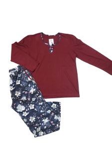 Pijama Dama Auritex, tipar Clasic, Maneca lunga 290 ML VISINIU INCHIS - Img 2