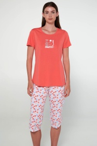 Pijama dama VAMP, din Bumbac,, MS+3/4 20280 CORAL