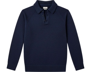 Pulover Barbati BOSTON, Guler Polo si Nasturi 83406 Bleumarin Inchis