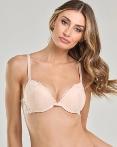 SUTIEN SPIMAN, Push UP, cu Armătură si Dantela Jaqart, ARIEL - NUDO