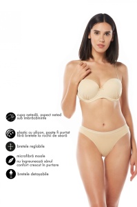 Sutien UNICONF, Balconette cu Cupe Graduate, Push-Up SM15 Bej - Img 3