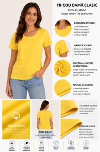 T.2500 Galben Deschis, Tricou Dama KNOX, CLASIC - Img 2