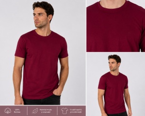 T.4500 BORDO, Tricou Barbati KNOX, Clasic - Img 4