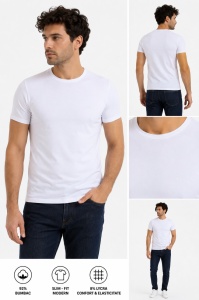 T.4505 Alb, Tricou Barbati KNOX, Slim Fit - Img 3