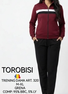 Trening Dama Torobisi Tricotex, Tipar Clasic 320 Visiniu - Img 2