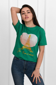 Tricou dama Adrom 1490-23 EIFFEL, Verde - Img 2