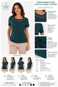 Tricou Dama KNOX, cu Dantela, T.2952 Petrol - Img 2
