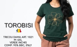 Tricou Dama TOROBISI TRICOTEX, cu Imprimeu, 1021 Verde Inchis - Img 2