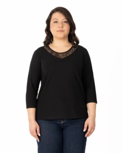 B.2342 NEGRU, Bluza Dama KNOX, Maneca 3/4 Marimi EXTRA LARGE