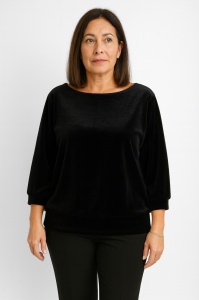 Bluza dama ANESIA din CATIFEA Uni, Negru