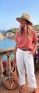 Bluza dama ANESIA din Muselina, Maneca Scurta, MELISA - Coral