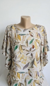 Bluza dama ANESIA din Viscoza, Maneca Scurta, CORINA-02 BEJ FLORAL - Img 2