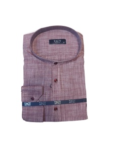 Camasa Barbati TACT, cu IN, Slim Fit cu Guler Tunica (Rusesc) , Rosu Stins - Img 4
