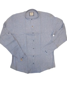 Camasa Barbati TONELLI din IN, SLIM FIT Guler Tunica, Imprimeu Dungi, Albastru-Alb - Img 3