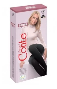 Ciorapi Dres dama Conte Elegant, Gros de Bumbac cu 3D Lycra COTTON 450 Den - Img 3