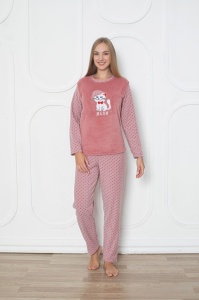 Compleu / Pijama Dama Baki, din Cocolino , Liliac Pisicuta - Img 3