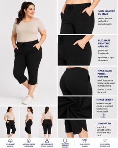 P.2217 NEGRU, Pantaloni Dama KNOX 3/4, EXTRA LARGE - Img 2