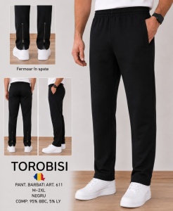Pantaloni Trening Barbati TOROBISI TRICOTEX, Modern Fit, 611 NEGRU