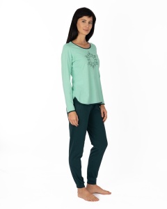 Pij.2236 Menta Mandala, Pijama Damă Knox, cu Mansete - Img 2