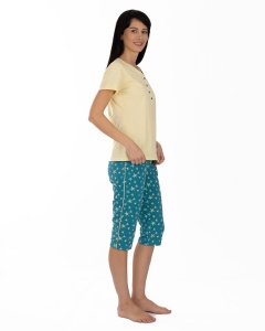 Pij.2242 Galben, Pijama Damă KNOX, Maneca Scurta - Img 1