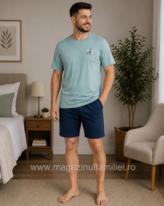 Pij.4166 TURCOAZ, Pijama Bărbați KNOX, Maneca Scurta
