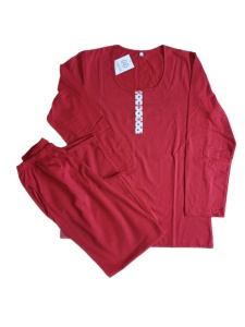 Pijama Dama Auritex, tipar Clasic, 140 Rosu - Img 3