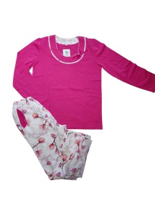 Pijama Dama Auritex, tipar Clasic, Maneca lunga 235 ML FUXIA - Img 2