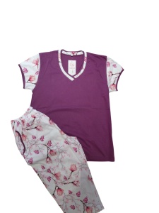 Pijama Dama Auritex, tipar Clasic, Maneca Scurta, MS 407 PRUNA - Img 2